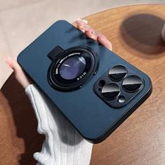 Imagem de Capa de telefone com suporte magnético de metal para iPhone 14 13 12 11 Pro Max Furo de carregamento sem fio Capa para telefone, azul, para iPhone11 Pro Max