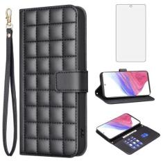 Imagem de Asuwish Capa carteira para Samsung Galaxy A53 5G com protetor de tela de vidro temperado alça de pulso porta-cartão de crédito flip capa celular A 53 G5 53A SM A536U 6,5 polegadas 2022 mulheres homens