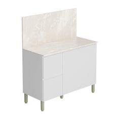 Imagem de Balcão de Cozinha 120 Cm Art 3 Portas 2 Gavetas Branco/ártico - Kits Paraná