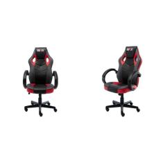 Imagem de Kit 2 Cadeiras Gamer Giratória Regulavel Quest Preto/Vermelho