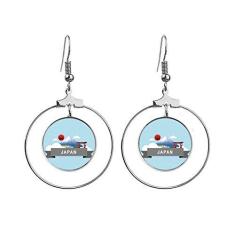 Imagem de Brincos pendurados em formato de trem, trilho-sol, vermelho, montagem no Japão