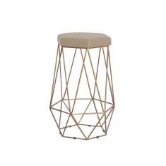 Imagem de Banqueta Rubel Base Gold Suede Bege Gran Belo