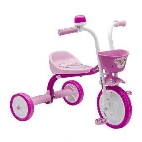 Triciclo Motinha Infantil C/ Capota Rosa Passeio E Pedal Bel