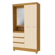 Imagem de Guarda Roupa Solteiro 3 Porta 3 Gaveta Noce Perola C Espelho - San Mar