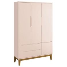 Imagem de Guarda-Roupa Retrô 3 Portas Classic New Rosa Fosco Com Madeira - Movei
