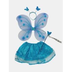 Imagem de Kit Fantasia Fada Fadinha Borboleta Infantil Saia c/cetim Asa Tiara Va