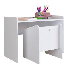 Imagem de Escrivaninha Infantil Com Banqueta Montessoriano Meu Fofinho A05 Branco - Mpozenato