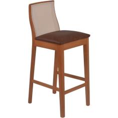 Imagem de Banqueta Arizona Madeira Maciça Encosto Tela Sling Amêndoa