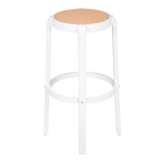 Imagem de Banqueta Fitz Alta com Assento Simulando Rattan Branco