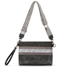 Imagem de Bolsas clutch boêmias para mulheres, bolsa de praia, bolsas transversais com alça de ombro de lona, pacote envelope de palha tecido à mão, bolsa de ombro de verão adequada para viagens de férias