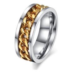 Imagem de Anel Masculino Feminino Aço Inox Corrente Giratória Ouro - Judith Joai