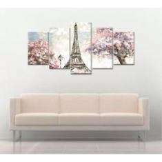 Imagem de Quadro Decorativo 129x63 Sala Quarto Torre Eiffel Paris Kit