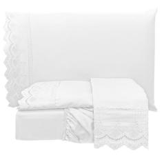 Imagem de Jogo Cama Len ol Loren King Bordado Ingl s Micro Percal 300 F