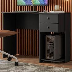 Imagem de Mesa Para Escritório 2 Gavetas 1 Prateleira Preto Fosco 4115 - Qmovi