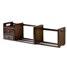 Imagem de Estante de mesa expansível, estante organizadora de mesa de bambu com gavetas, pequena estante retrátil organizadora de mesa para escritório, casa