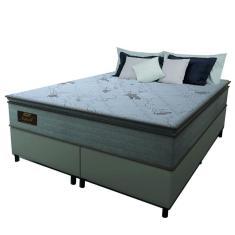 Imagem de Cama Box Casal King Colchão Molas Ensacadas Pillow Top Napoli Gazin 193x203x68cm Bege