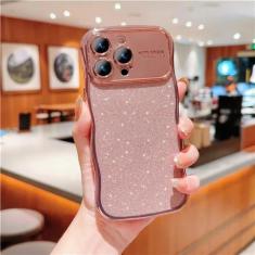 Imagem de Galvanoplastia Wave Silicone para IPhone 15 14 Plus 13 12 11 Pro Max Glitter Powder Capa macia à prova de choque para prevenção de quedas, rosa, para iPhone 12 Pro