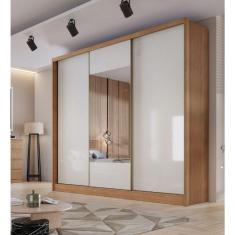 Imagem de Guarda Roupa Casal 3 Portas 8 Gavetas Com Espelho Arezzo - Móveis Novo Horizonte - Cumaru Fendi