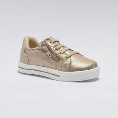 Imagem de Tênis Infantil Menina Casual Acetinado Calce Fácil Zíper Dourado-Feminino