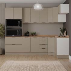 Imagem de Cozinha Modulada 7 Peças com Tampo e Rodapé Ipanema Cabecasa Madeiramadeira Cinza Trama