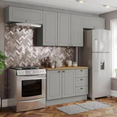 Imagem de Cozinha Completa Americana 7 Portas 3 Gavetas com Tampo 100% Mdf Cinza