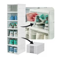 Imagem de Sapateira Vertical Empilhável Caixa Sapato Tênis 6 Andares Armário Org
