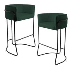 Imagem de Kit 02 Banquetas Decorativas Fixa Base de Aço Preto Betina D02 Linho V