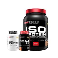 Imagem de Kit Iso Protein 900g + BCAA 100g Tangerina + Power Creatina 100g - Bodybuilders Sabor Chocolate