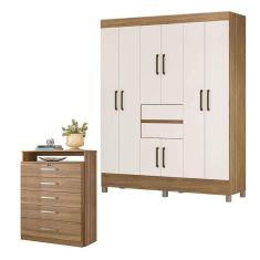 Imagem de Cômoda Triunfo e Guarda Roupa Casal Munique Amêndola Off White - Demóbile