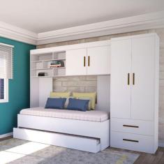 Imagem de Jogo de Quarto com Guarda Roupa 2 Portas e 2 Gavetas + Bicama Agatha Branco - Phoenix Baby BRANCO 