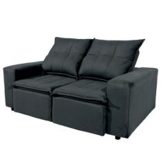 Imagem de Sofá 2 Lugares Retrátil Reclinável Veneza 166cm Veludo Preto - Megasul