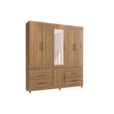 Imagem de Guarda Roupa Solteiro 6 Portas (1 c/ Espelho) e 4 Gavetas Guarujá Amêndola Touch - Demóbile