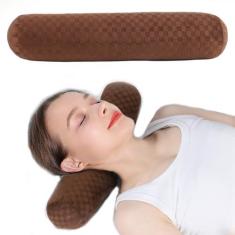 Imagem de Travesseiros de pescoço cervical saudáveis, confortáveis e altamente resilientes, travesseiros de pescoço redondo para dormir, travesseiro de reforço de tamanho grande para cama, pernas, costas e ioga