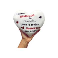 Imagem de Coração De Pelúcia 20cm Almofada Amor Apaixonado Bordado - Baby Adolet