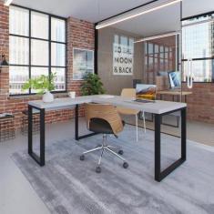 Imagem de Escrivaninha em L Yon Diretor 150x70x75 Branco/Preto