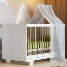 Imagem de Berço Mini Cama Flocos 100% Mdf com Colchão Branco - Tigus