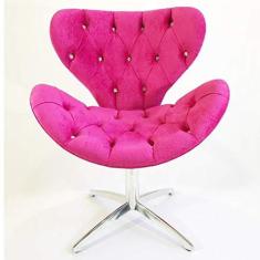 Imagem de Poltrona Decorativa SWAN capitonê  pink base alumínio giratória - Poltronas do Sul