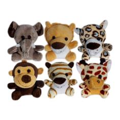 Imagem de Kit Chaveiros de Lembrancinha Bichos de Pelúcia Safari Selva 6 Unidades 11 cm
