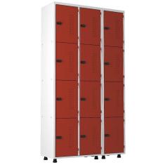 Imagem de Armário Aço 12 Portas Academia Guarda Volume Trinco Vermelho