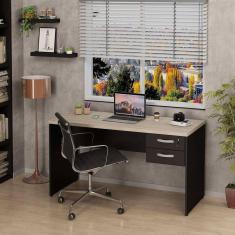 Imagem de Mesa De Escritório Escrivaninha 140x60cm com Gaveteiro Carvalho