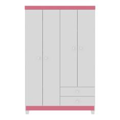 Imagem de Guarda Roupa Infantil 4 Portas 2 Gavetas Baby kid`s Branco Rosa Flex Incorplac