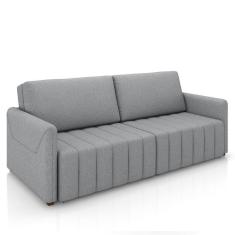 Imagem de Sofá Cama Casal Retrátil 3 Lugares 220cm Atlas M22 Linho Cinza Mpozenato
