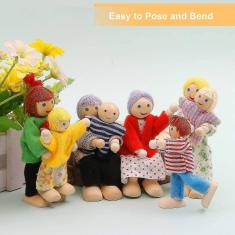 Imagem de Action Toy Figures SumDirect Sets 8 Pessoas Bonecas de Madeira Casa Bonecas da Família Brinquedos Lovely Família Bonecas Bonecas Playset