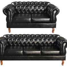 Imagem de Sofá 2 e 3 Lugares Duquesa Decoração Sala Recepção Retrô Preto
