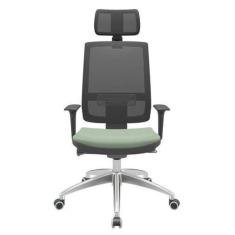 Imagem de Cadeira Office Brizza Tela Preta Com Encosto Assento Vinil Verde Autoc