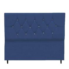 Imagem de Cabeceira Cama Box King 195 Cm Geovana Suede Azul Marinho