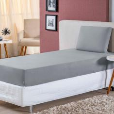 Imagem de Jogo De Lençol Solteiro Malha 100% Algodão 2 Peças Cor Cinzaa