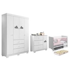 Imagem de Dormitório Infantil Ane Guarda Roupa, Cômoda, Berço Tico Com Colchão S