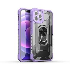 Imagem de Estojo à prova de choque resistente blindado blindado para iPhone 11 12 13 Pro Max 13 Mini anel de metal magnético suporte traseiro capa, roxo, para iphone 12