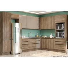 Imagem de Cozinha Modulada Kappesberg Maxxi 14 Peças (5 Armários + 4 Balcões + 2 Paneleiros + 3 Complementos) C14P08 Nogal